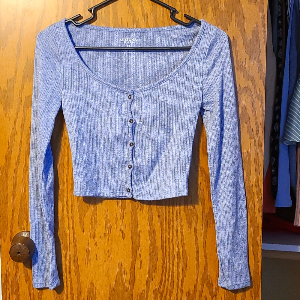 blue cardigan
